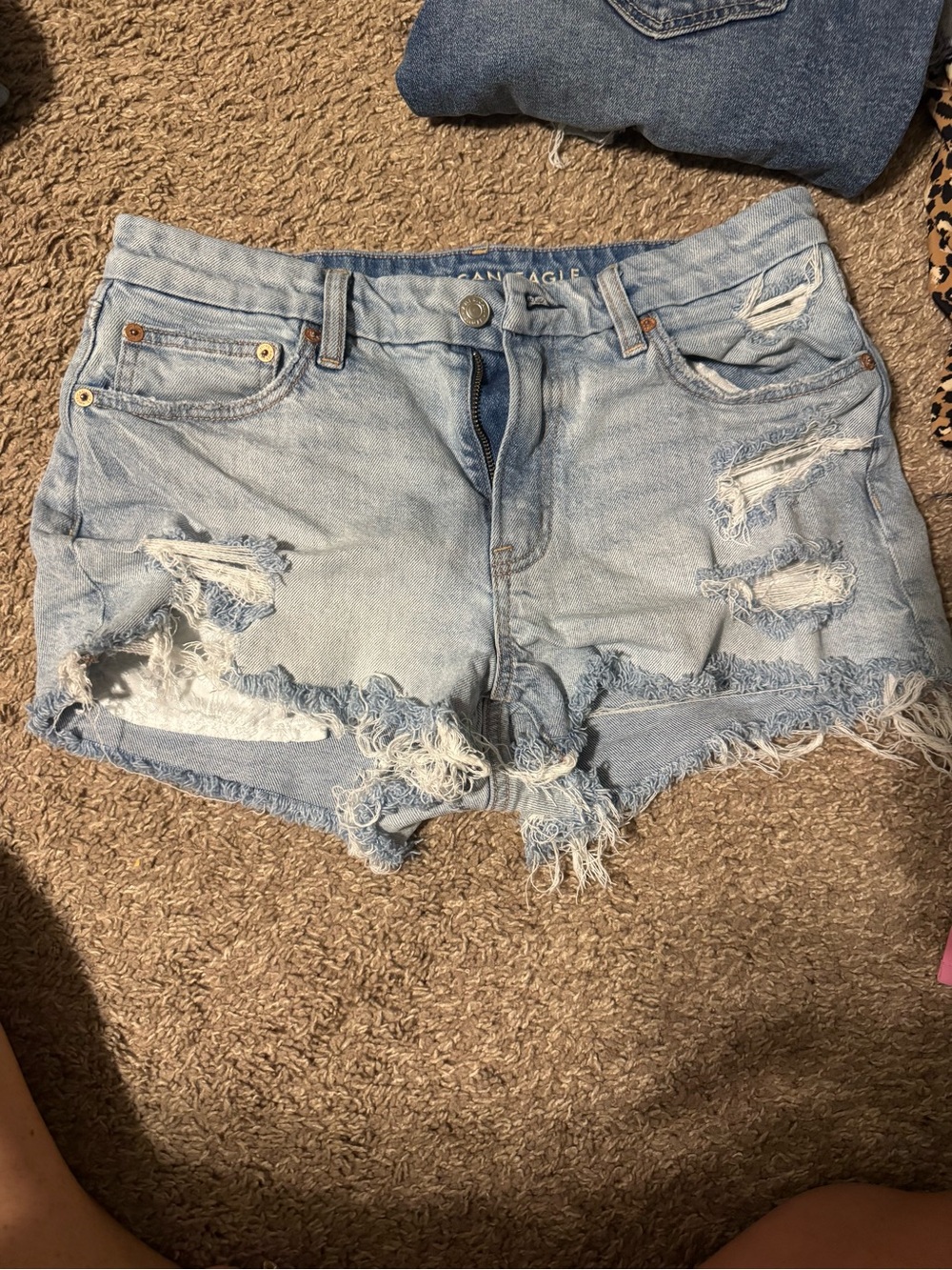 American Eagle Outfitters Light Wash Distressed Denim Cutoff Shorts